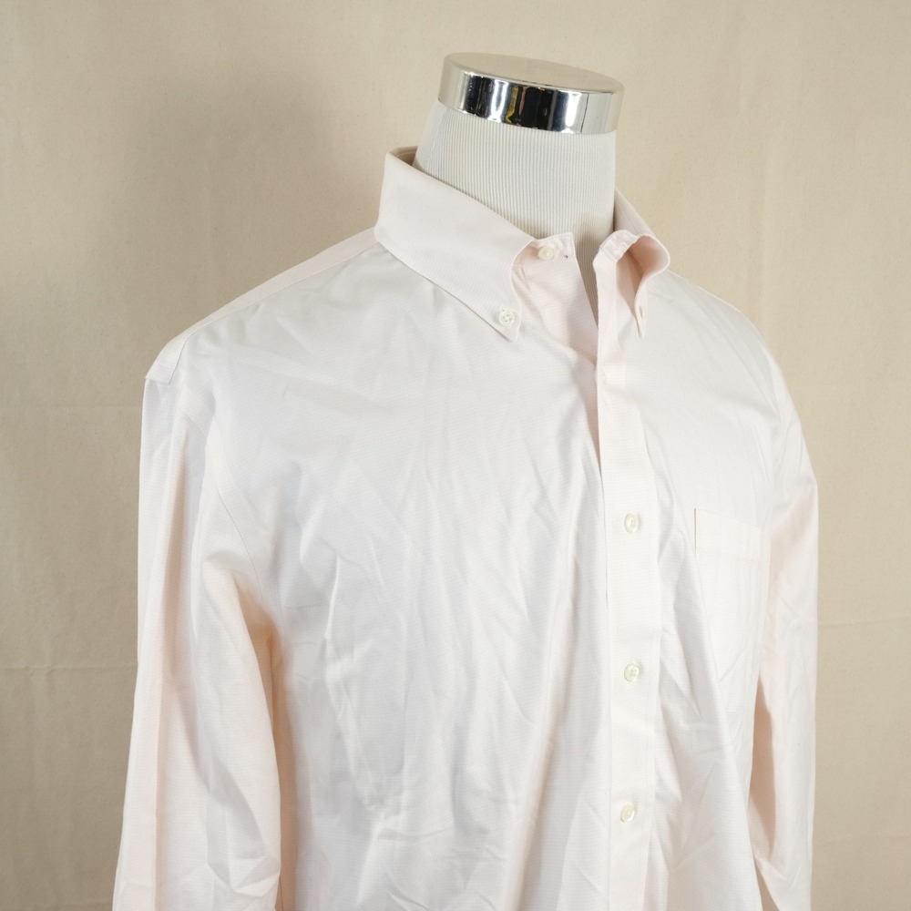 Brooks Brothers 16.5 34 Madison Fit Dress Shirt Pink Check Supima Cotton Mens